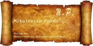 Mikolovits Pető névjegykártya